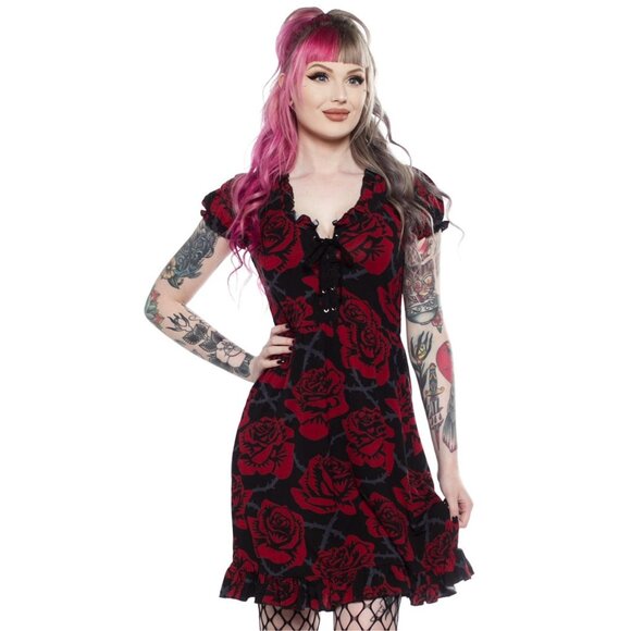 KILLSTAR Eden Doll lush stretch jersey floral dress - Picture 3 of 8